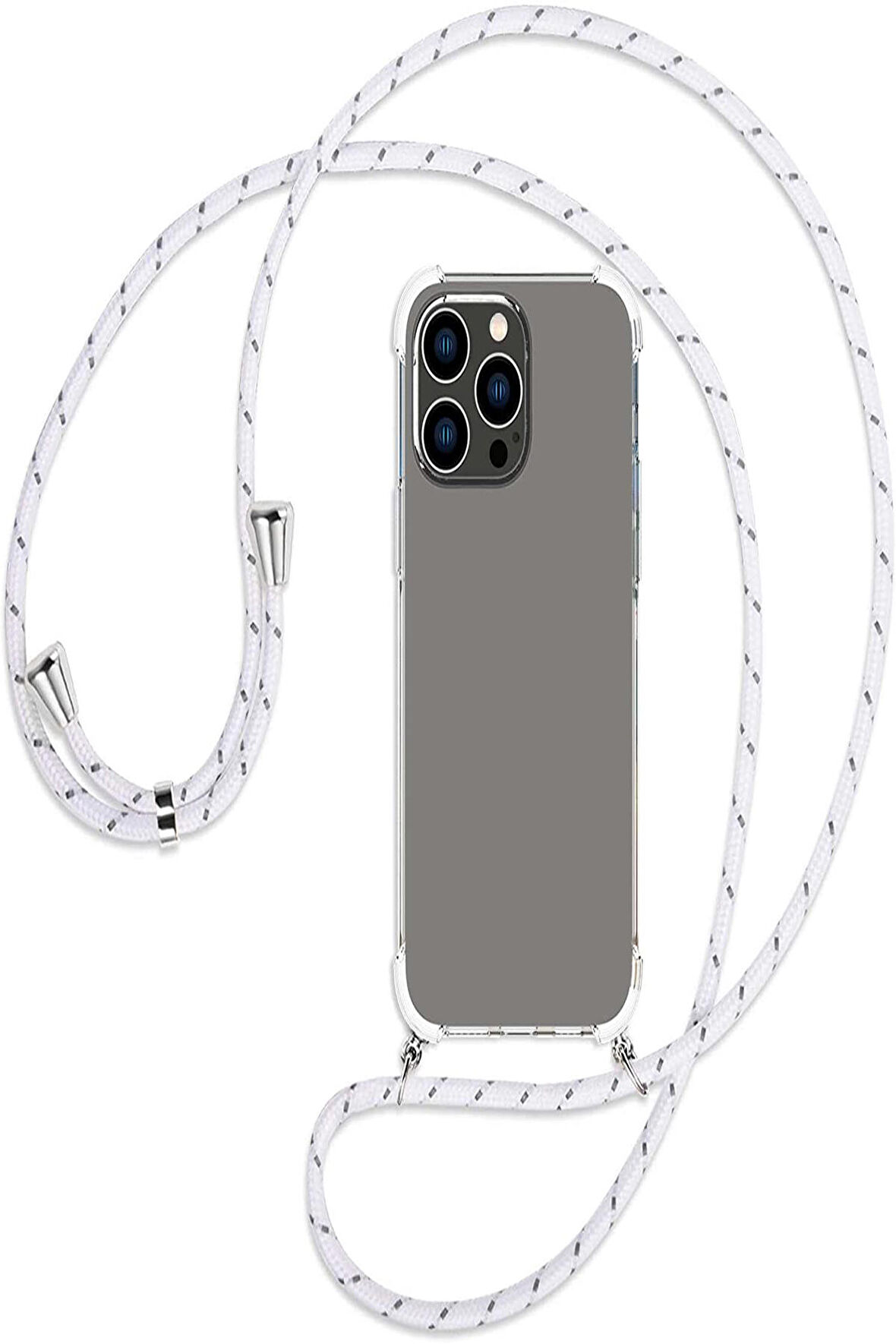 Apple iPhone 14 PRO Kılıf Boyun Omuz Askılı İpli Şeffaf Silikon