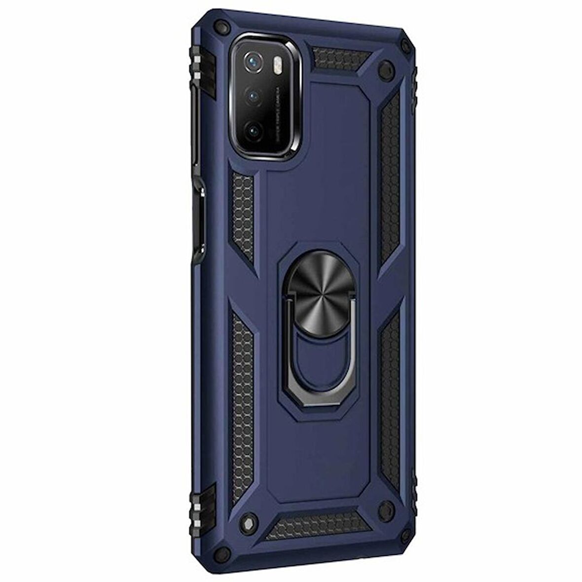 Xiaomi Poco M3 Kılıf Yüzüklü Standlı Korumalı Tank Kapak