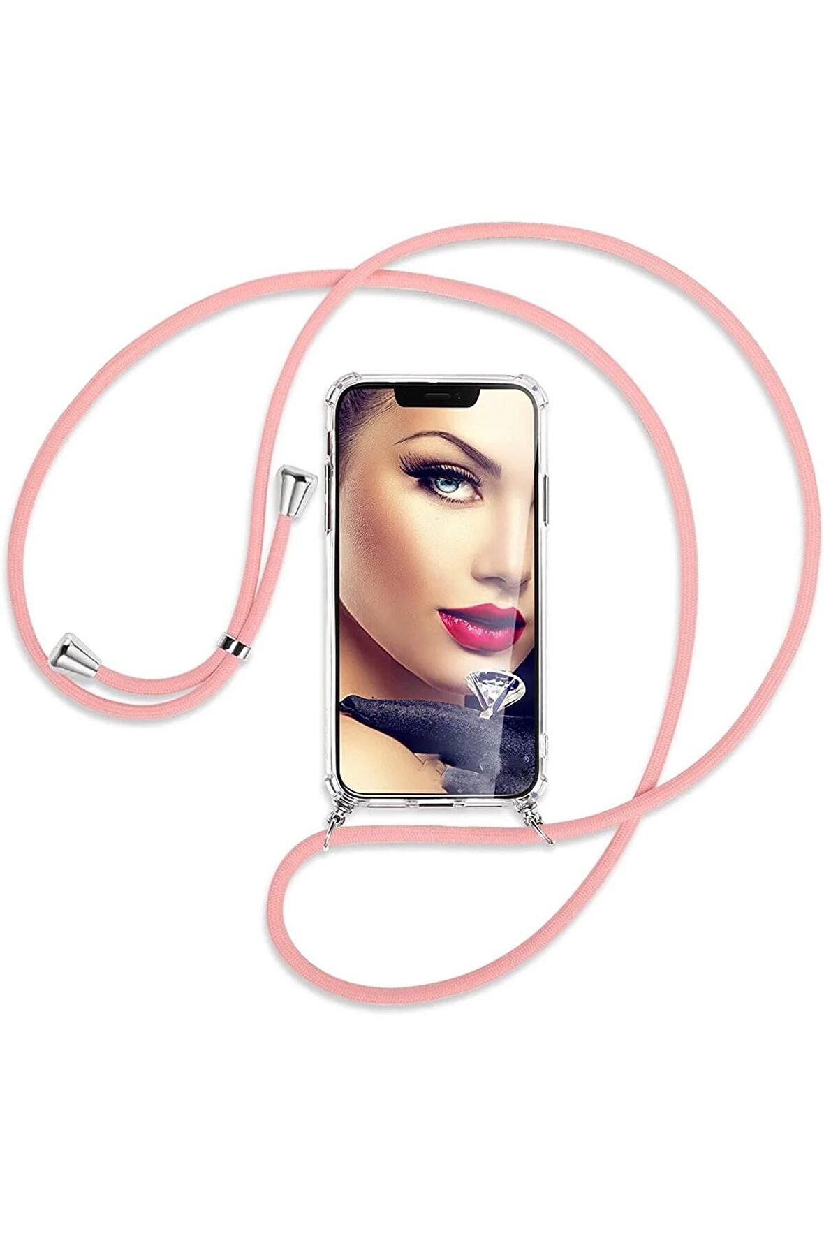 Samsung Galaxy J7 Prime Kılıf Boyun Omuz Askılı Ipli Anti Şok Köşe Korumalı Şeffaf Silikon