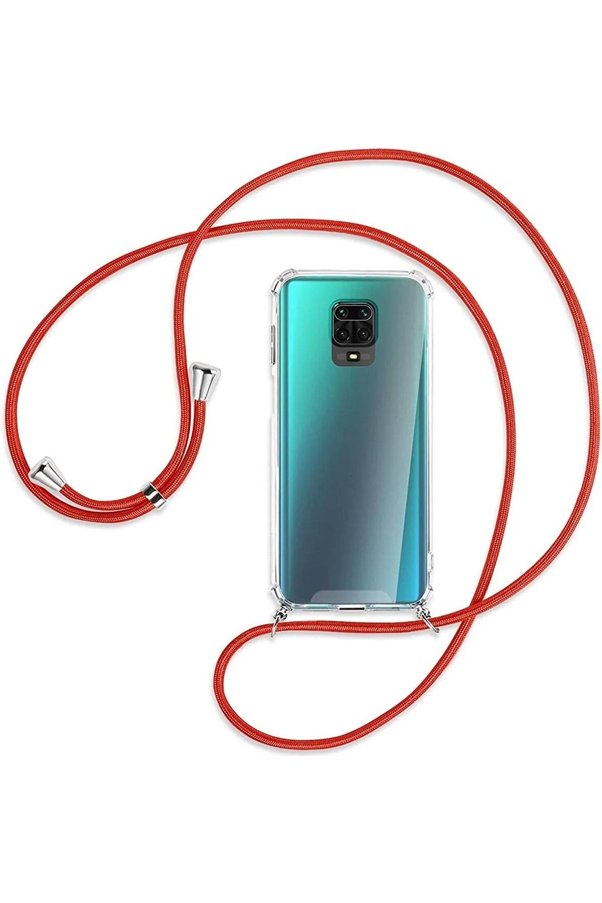 Xiaomi Redmi Note 9 Pro Kılıf Boyun Omuz Askılı Ipli Anti Şok Köşe Korumalı Şeffaf Silikon