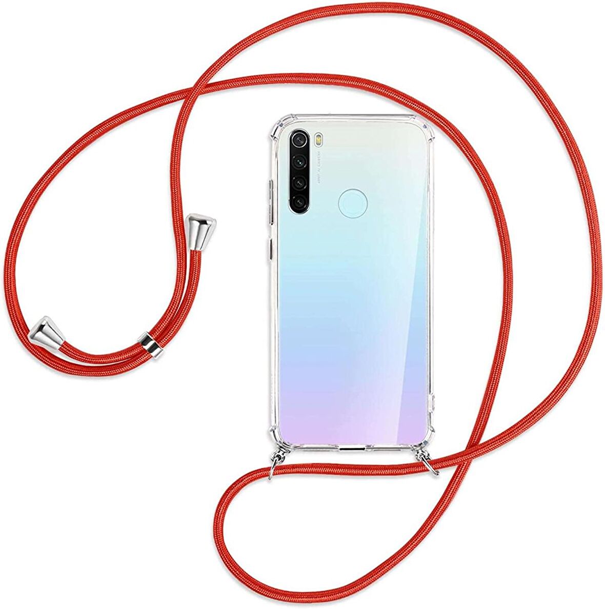 Xiaomi Redmi Note 8 Kılıf Boyun Omuz Askılı Ipli Anti Şok Köşe Korumalı Şeffaf Silikon