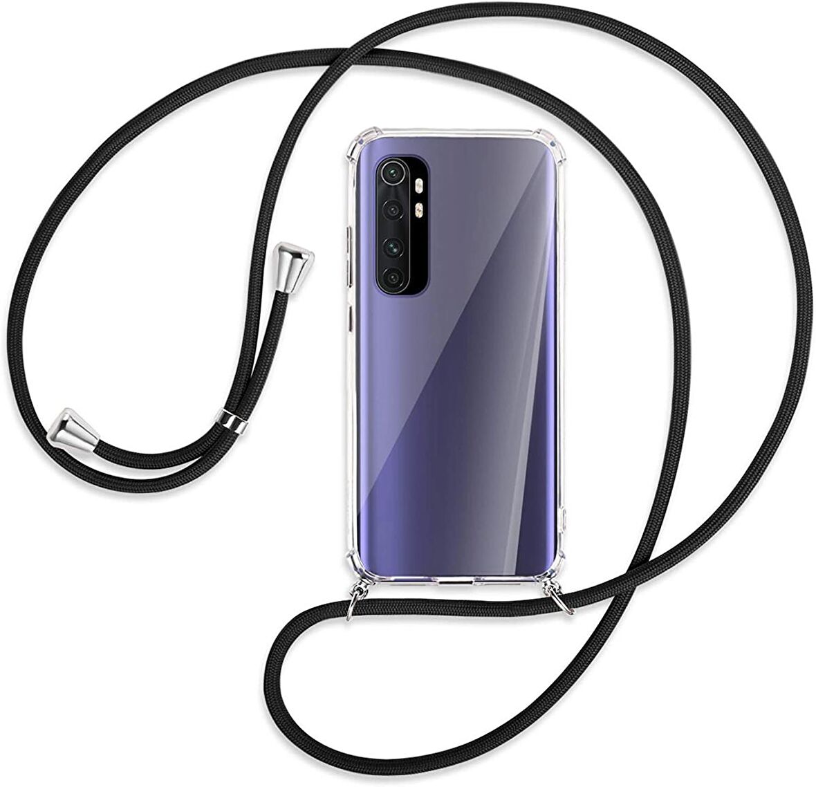 Xiaomi Mi Note 10 Lite Kılıf Boyun Omuz Askılı Ipli Anti Şok Köşe Korumalı Şeffaf Silikon