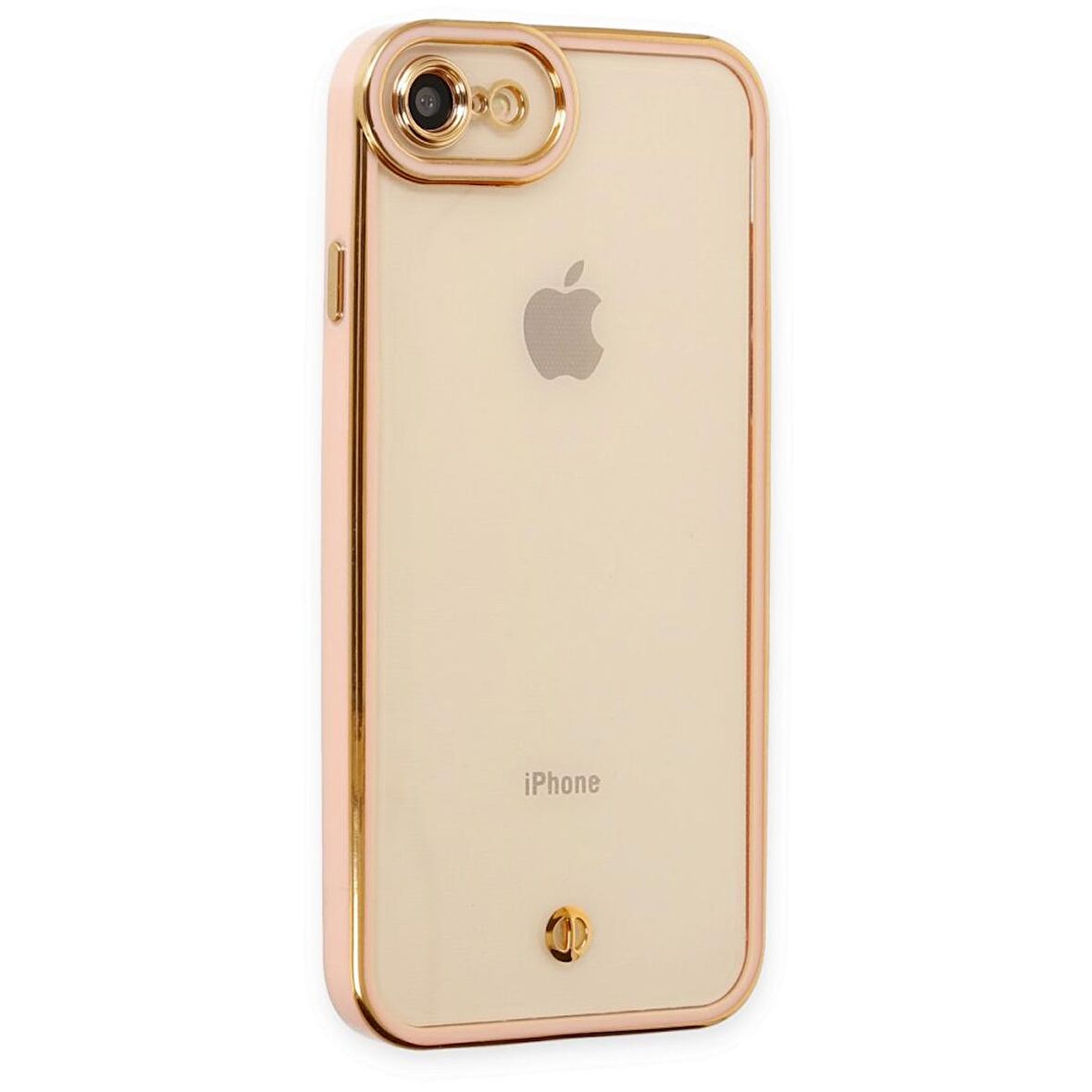 Apple iPhone 7 Kılıf Kamera Lens Korumalı Kenarları Renkli Gold Arkası Şeffaf Silikon