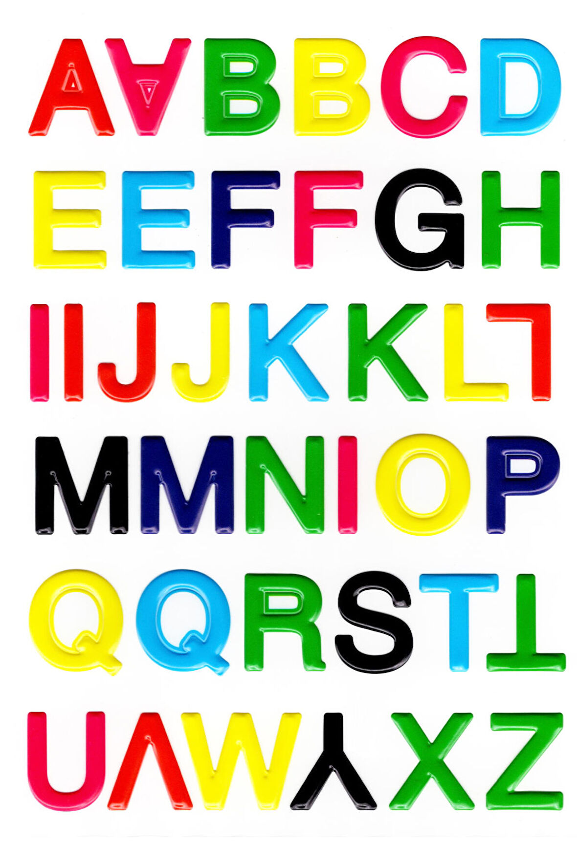 Sticker Kabartmalı A4 Boyutunda Stiker Defter, Planlayıcı Etiket, -(lim072) - Renkli Harfler