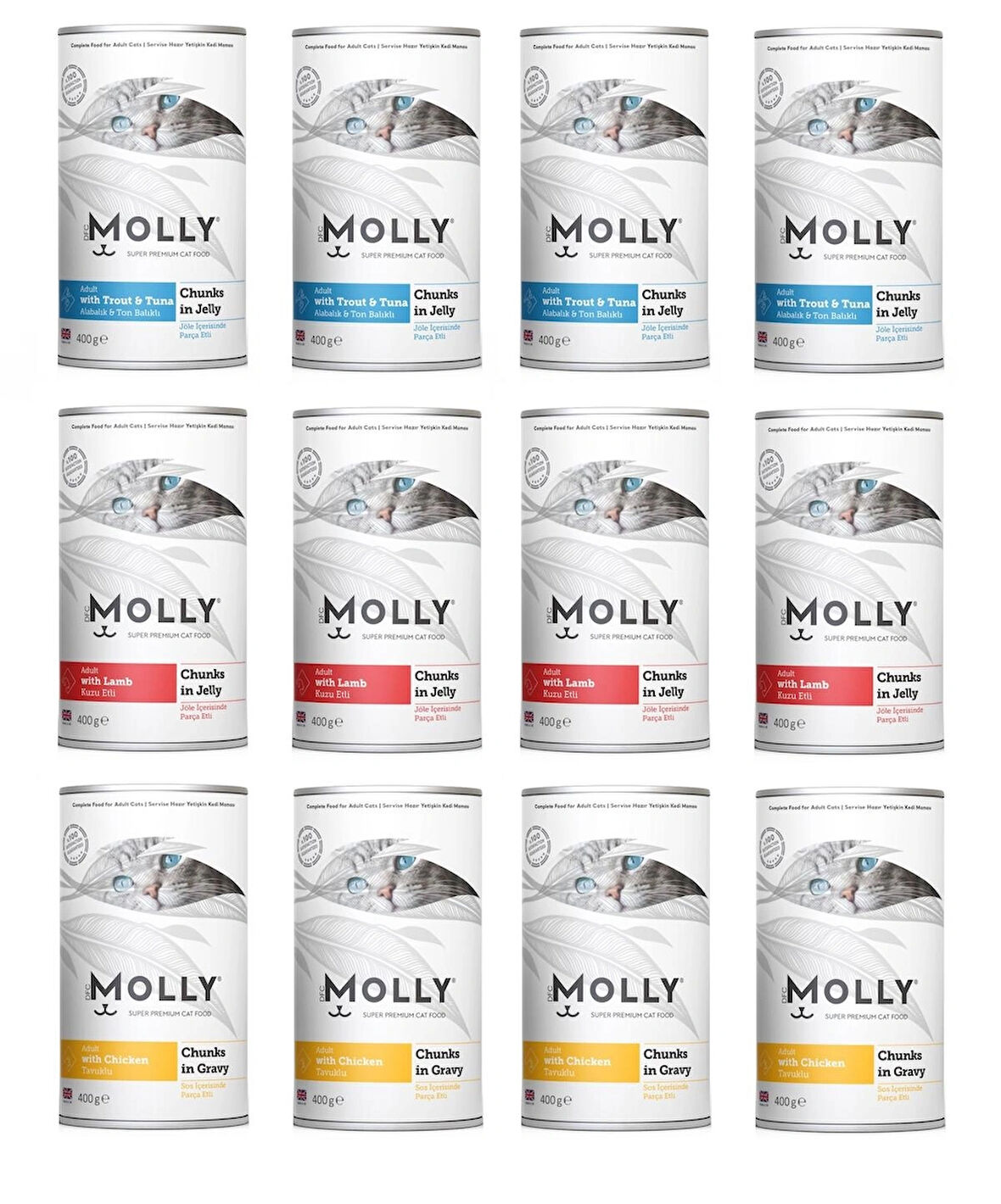 Molly 3 Çeşit Karma Kedi Konservesi 400 Gr. X 12 Adet