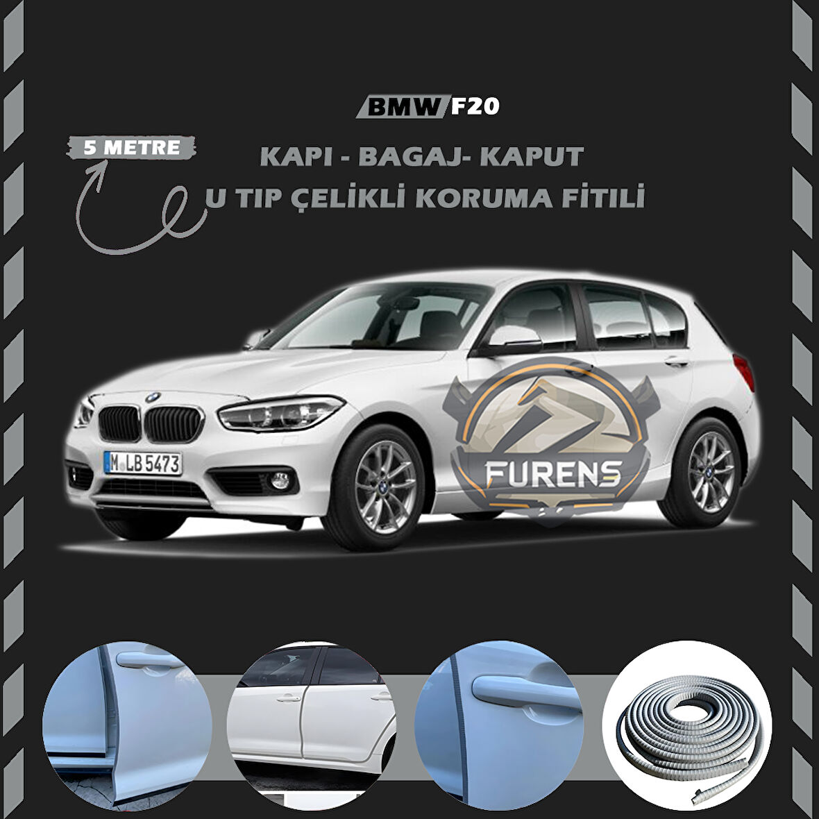Bmw F20 Oto Araç Kapı Koruma Fitili 5metre Parlak Gri Renk