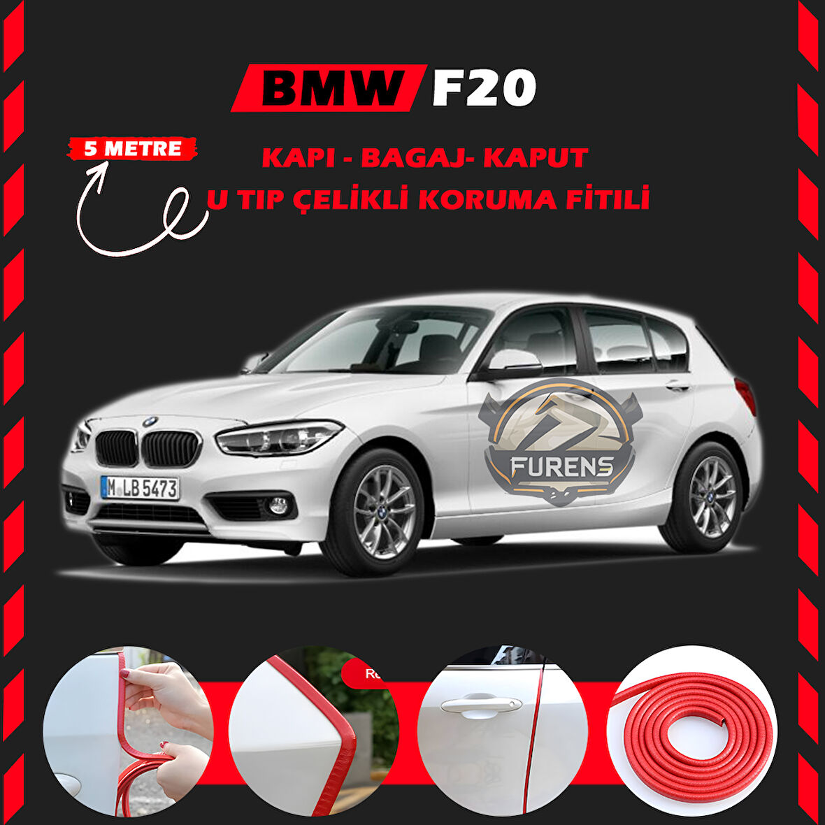 Bmw F20 Oto Araç Kapı Koruma Fitili 5metre Parlak Kırmızı Renk