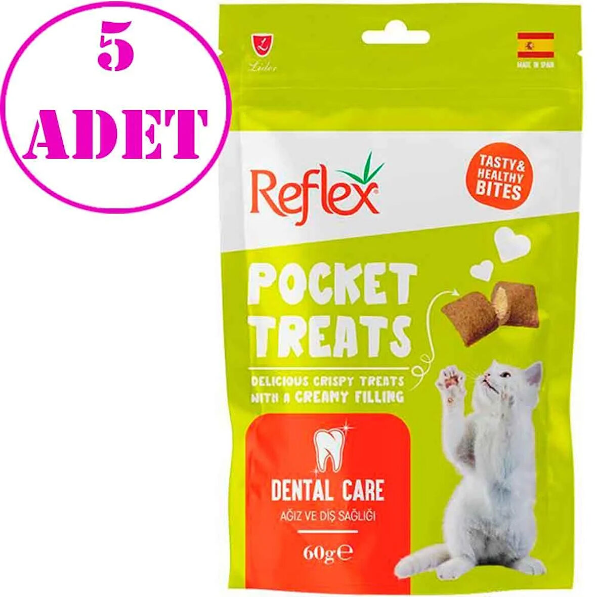 Reflex Pocket Kedi Ödül Maması Ağız ve Diş Sağlığı için 60 Gr 5 AD