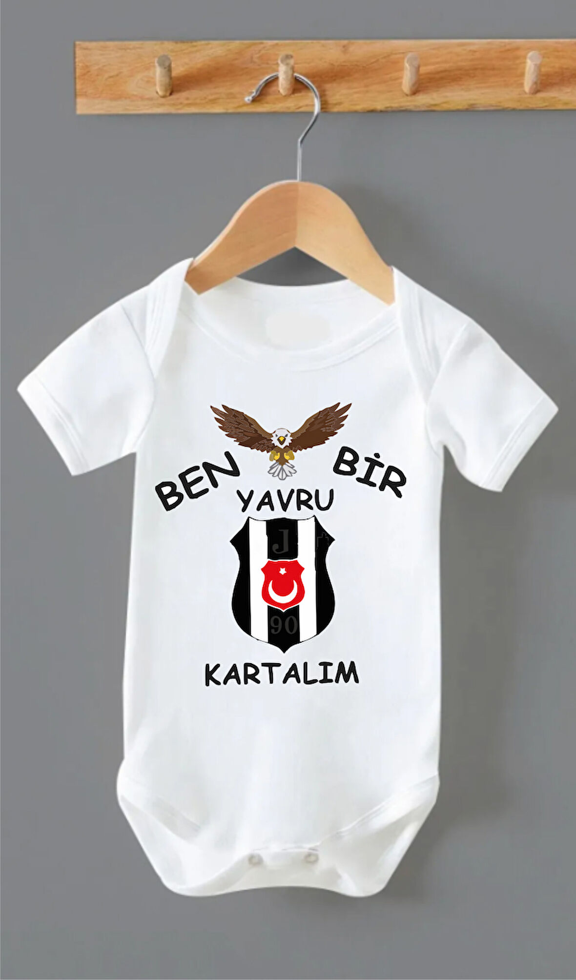 ORGANİK %100 PAMUKLU YAVRU KARTAL BASKILI Bebek Body Çıtçıtlı Badi 000