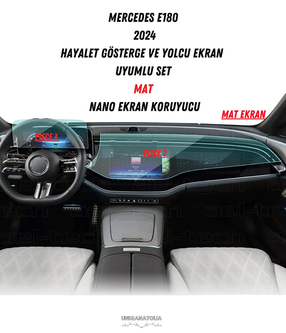 Mercedes E180 2024 Hayalet Gösterge ve Yolcu Ekran Uyumlu Mat Ekran Koruyucu