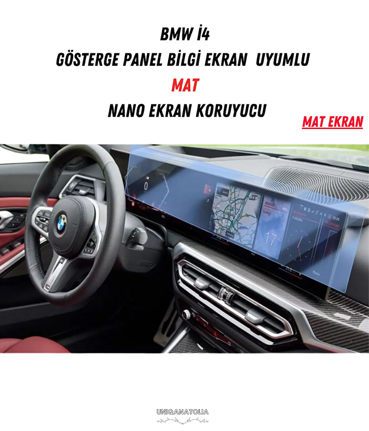 BMW i4 Gösterge Panel ve Bilgi Ekran Uyumlu Mat Ekran Koruyucu