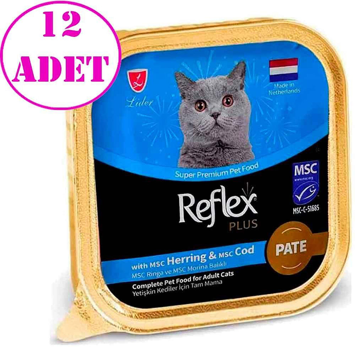 Reflex Plus Pate Ringa ve Morina Balıklı Kedi Konservesi 85 Gr 12 AD