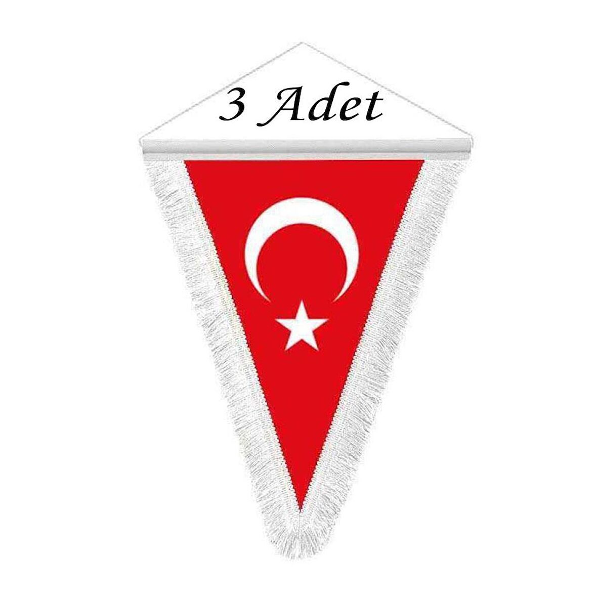 Saçaklı Türk Bayrağı 3 Adet Üçgen Saçaklı Türk Bayrağı 20x30