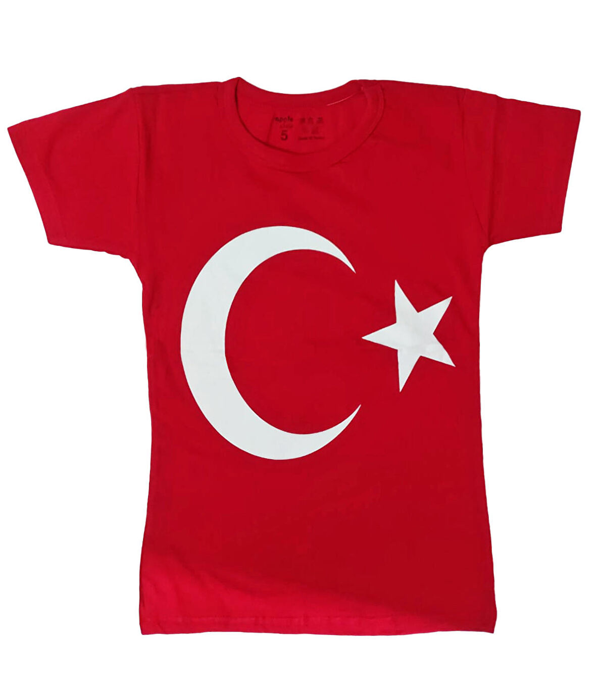 Türk Bayraklı Tişört Pamuklu Kırmızı Ay Yıldız Çocuk Tshirt- 7 Yaş