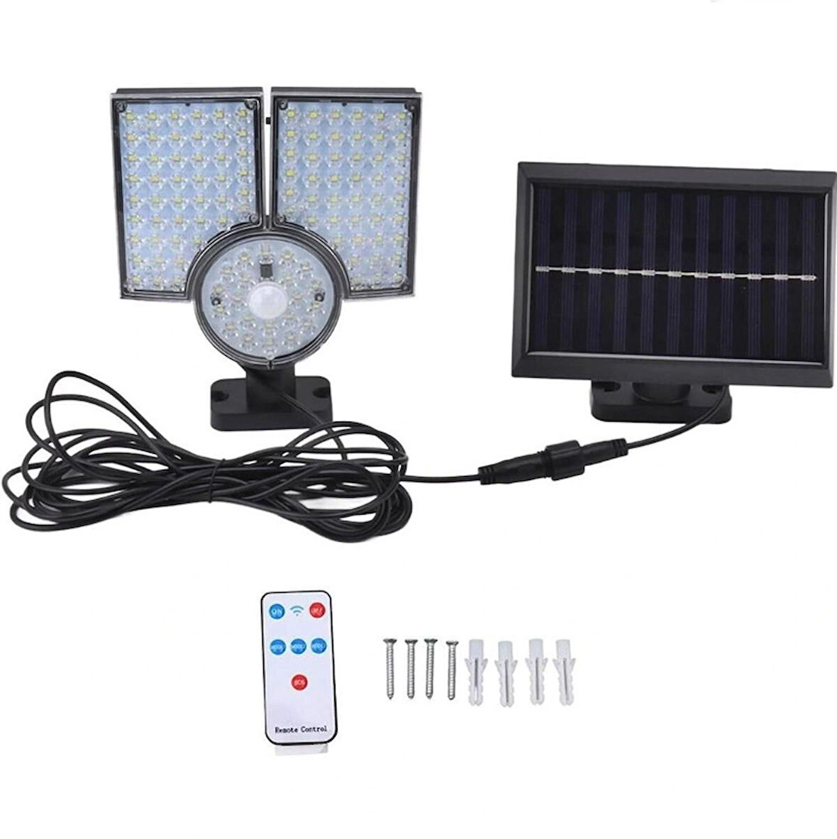 112 LED Solar Bahçe Aydınlatma Dış Mekan İçin Hareket Sensörlü 3 Farklı Modu -Kumandalı