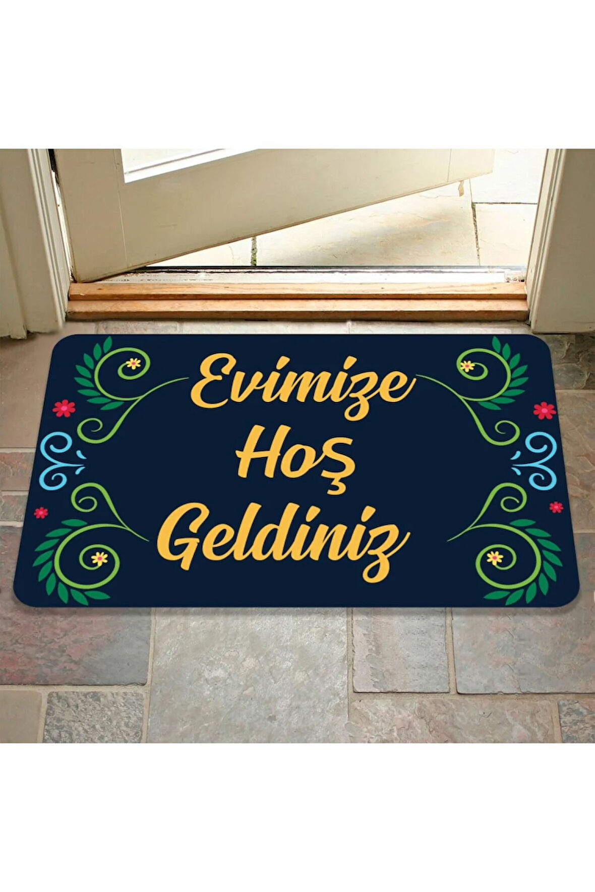 hoş geldiniz yazılır Dekoratif Dış Kapı Önü ve Iç Mekan Paspası yıkanabilir
