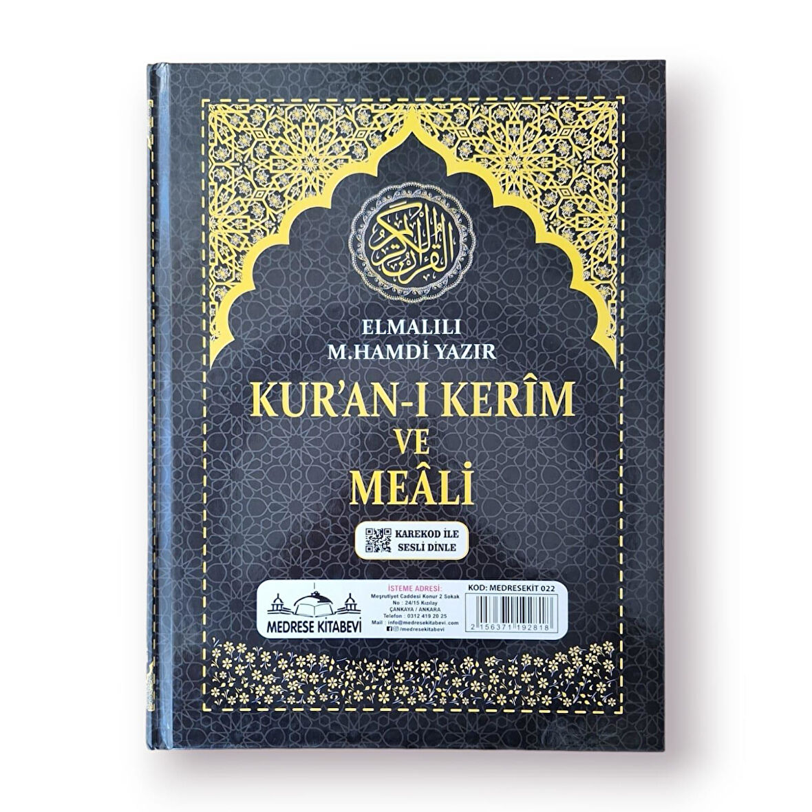 Cami Boy Kuranı Kerim ve Meali Bilgisayar Hatlı Siyah Renk