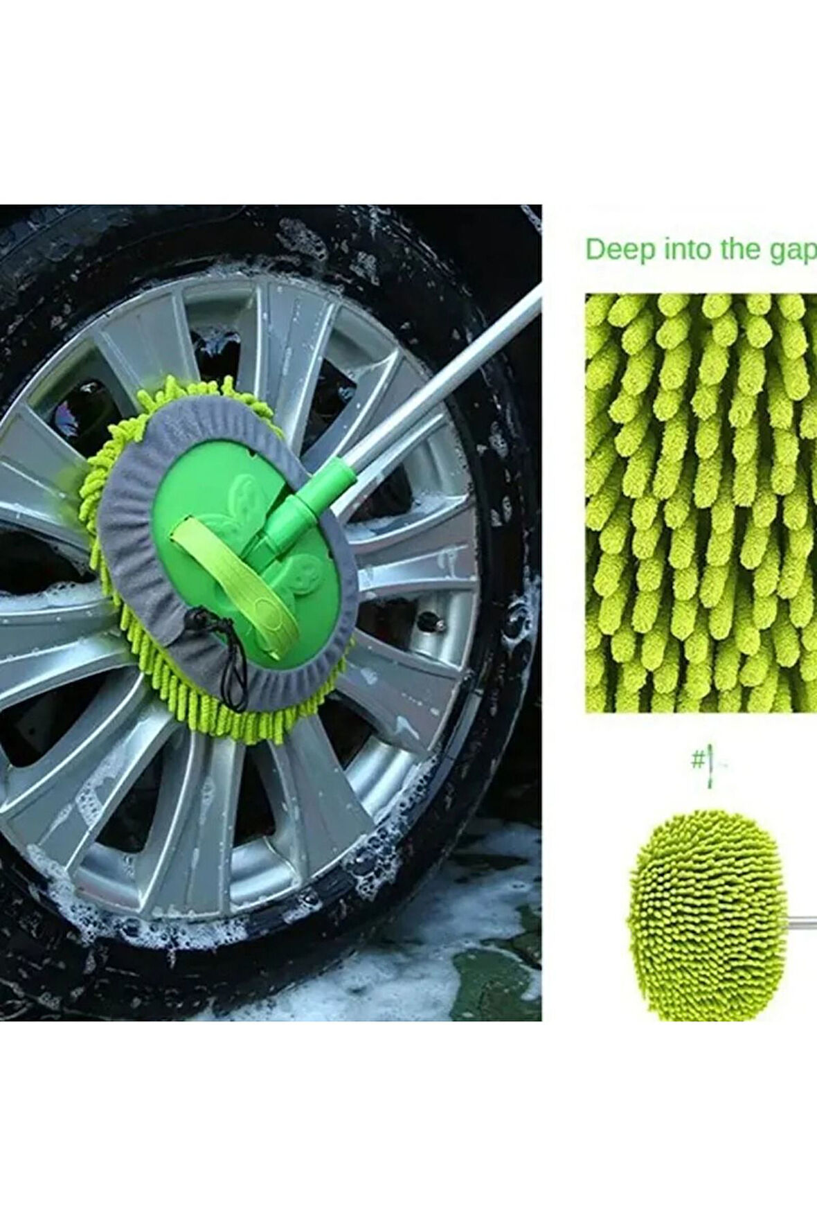 teleskopik sopalı çizmez araç yıkama mopu fırçası oto mop oto yıkama mopu 1 yedek bezli