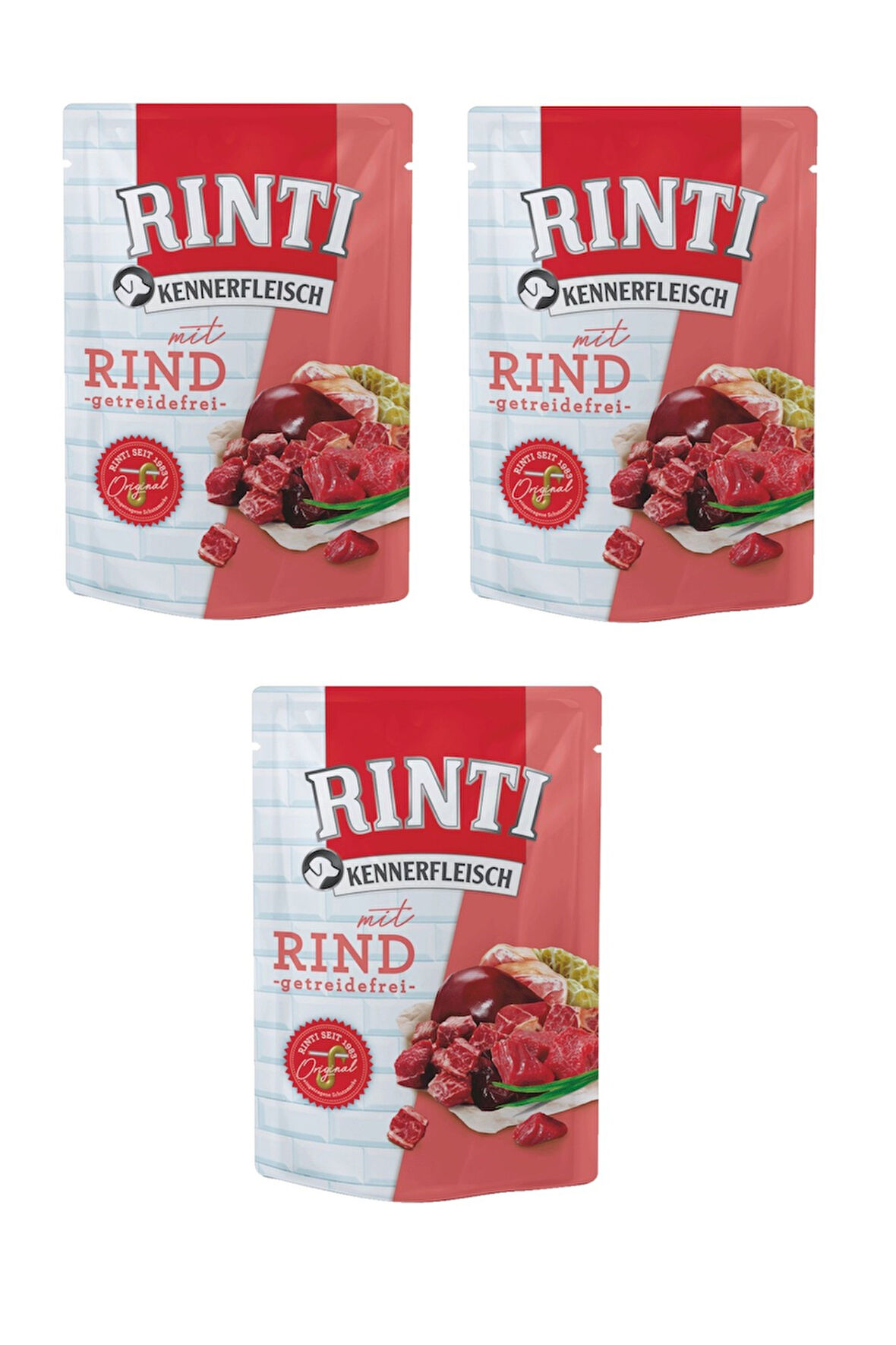 Rinti Pouch Dana Etli Köpek Yaş Mama 400 Gr. X 3 Adet