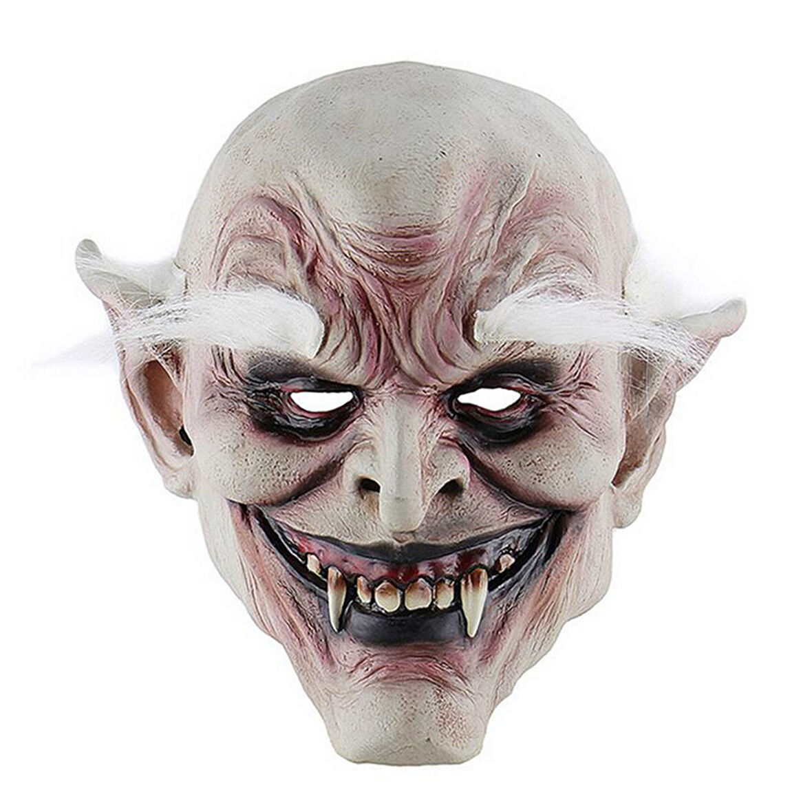 Himarry Korku Zombi Maskesi Beyaz Saçlı Kaşlı Lateks Vampir Maskesi Et Maske