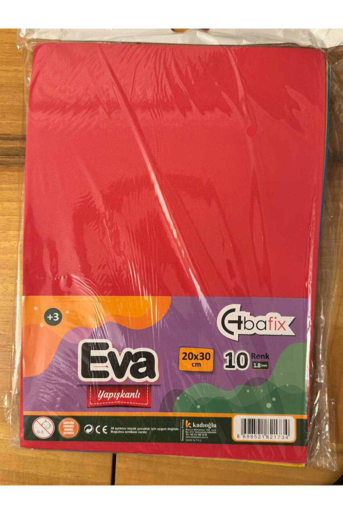 20x30 cm 10 Renk 1,8 mm Kalınlık Yapışkanlı