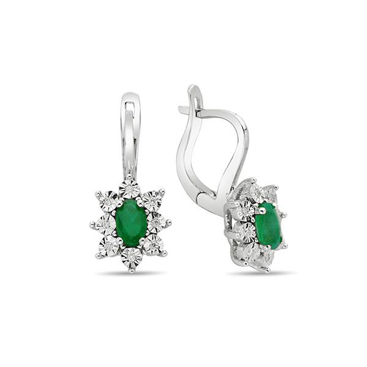 0,60 Karat Pırlantalı Zümrüt Anturaj Küpe