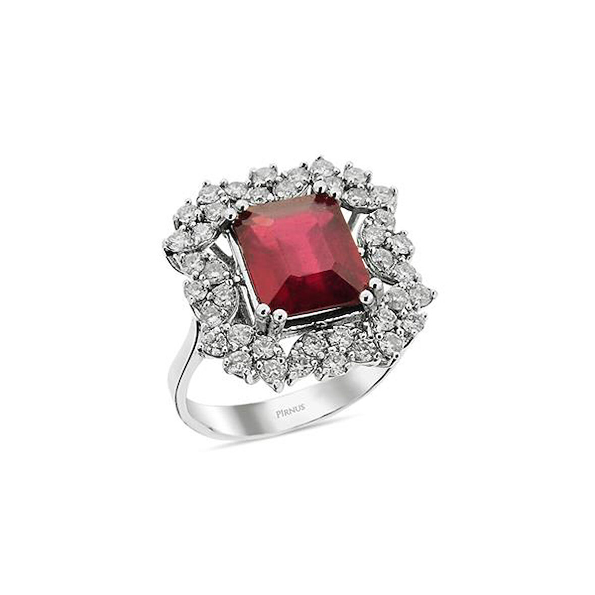 4,96 Karat Pırlantalı Yakut Taşlı Baget Yüzük