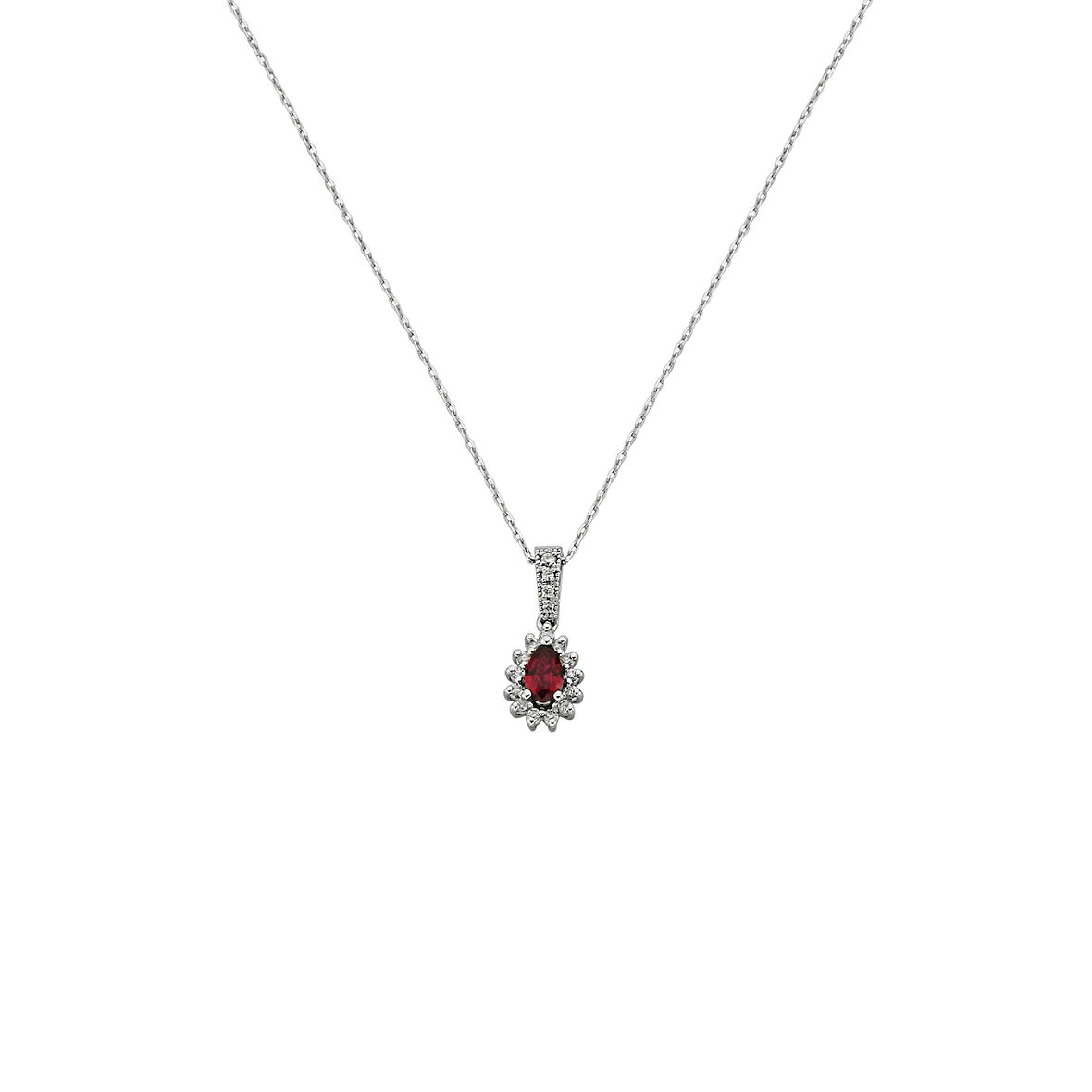 0,36 Karat Pırlantalı Yakut Damla Taşlı Kolye