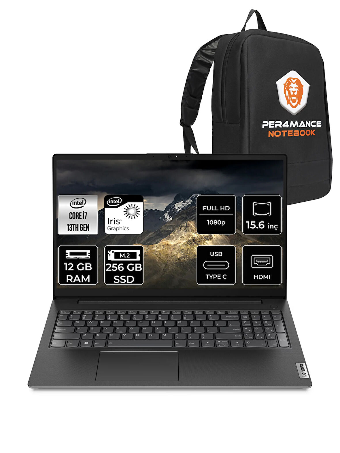 Lenovo V15 G4 i7 1355U 12GB 256GB SSD 15.6 FHD FDOS Taşınabilir Bilgisayar & PER4 ÇANTA