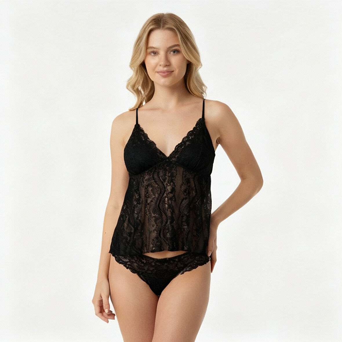 Kadın Askılı Tül String 2 li Set BB2053