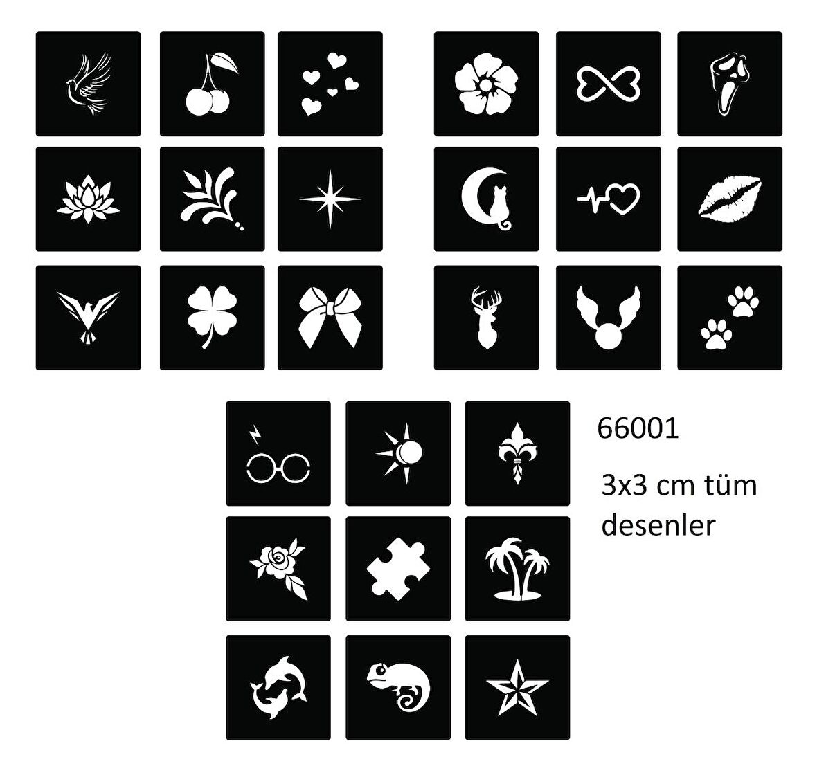 Minimal 27 Adet Kadın Deseni 3 cm Geçici Dövme Şablonu