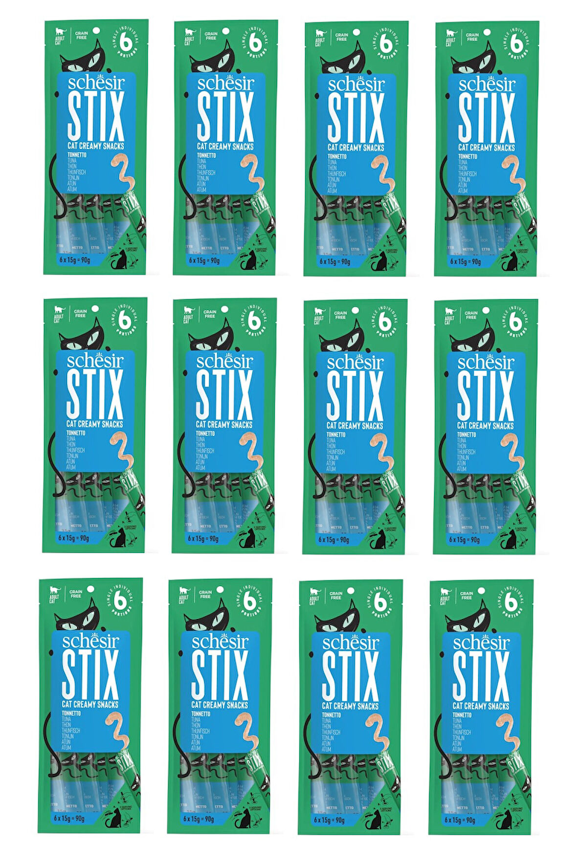 Schesir Stix Ton Balıklı Krema Kedi Sıvı Ödülü 6 X 15 Gr. 12 Li Paket