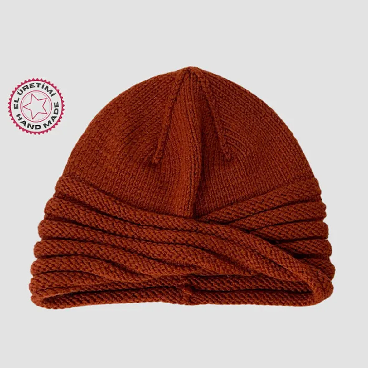 Uretti - Tuğba 9352 El Yapımı Örgü Bere - Kiremit