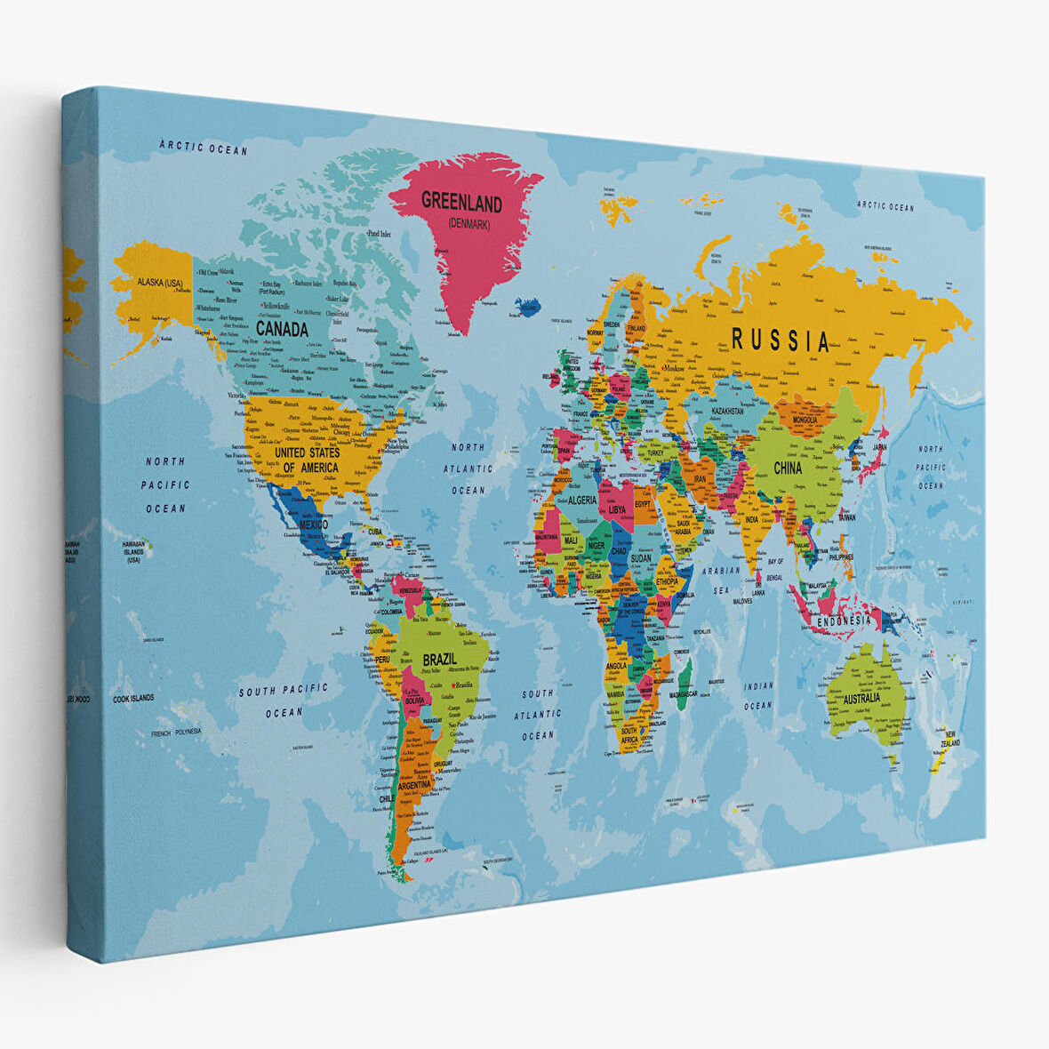 Harita Sepeti Dünya Haritası Kanvas Tablo Çok Ayrıntılı Dekoratif ve Okyanuslu 2171