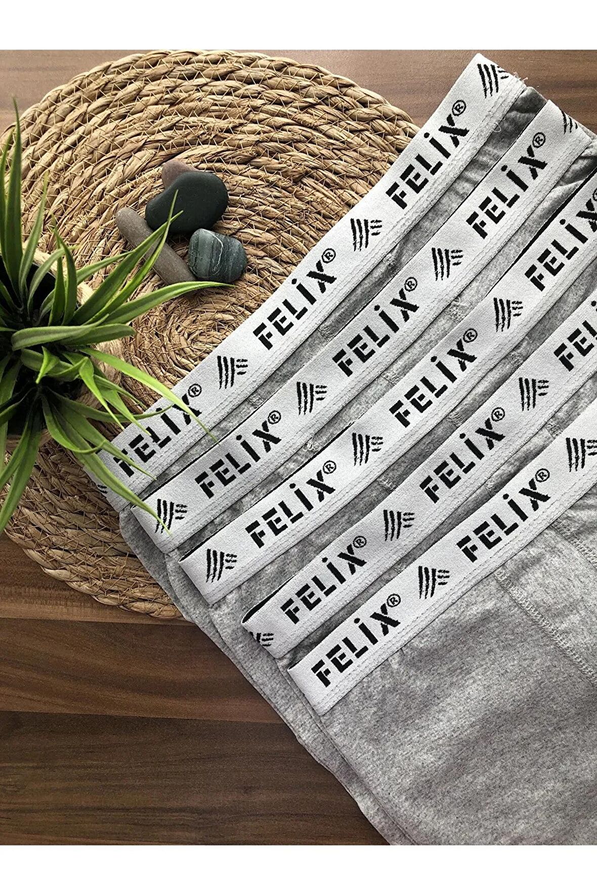 5'li Paket Felix Erkek Pamuklu Boxer Gri