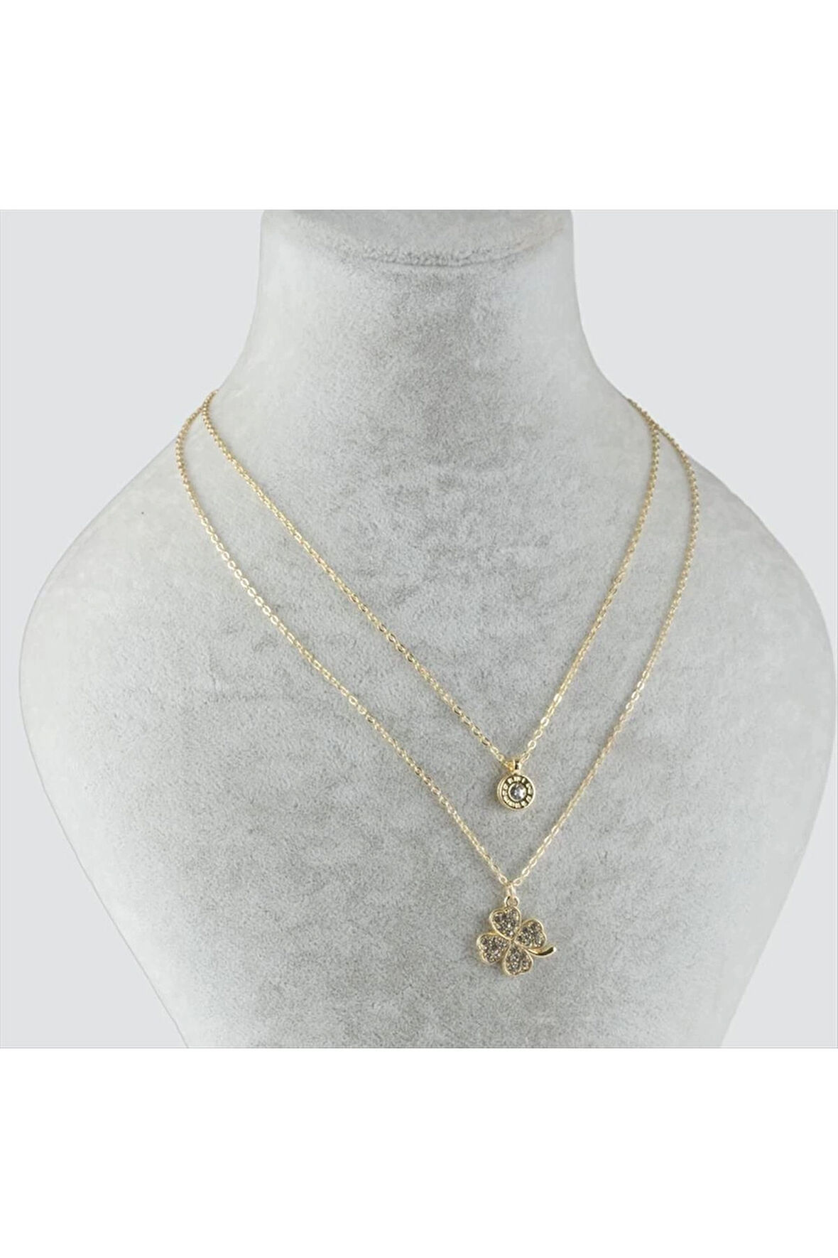 Yonca Figürlü İkili Kolye