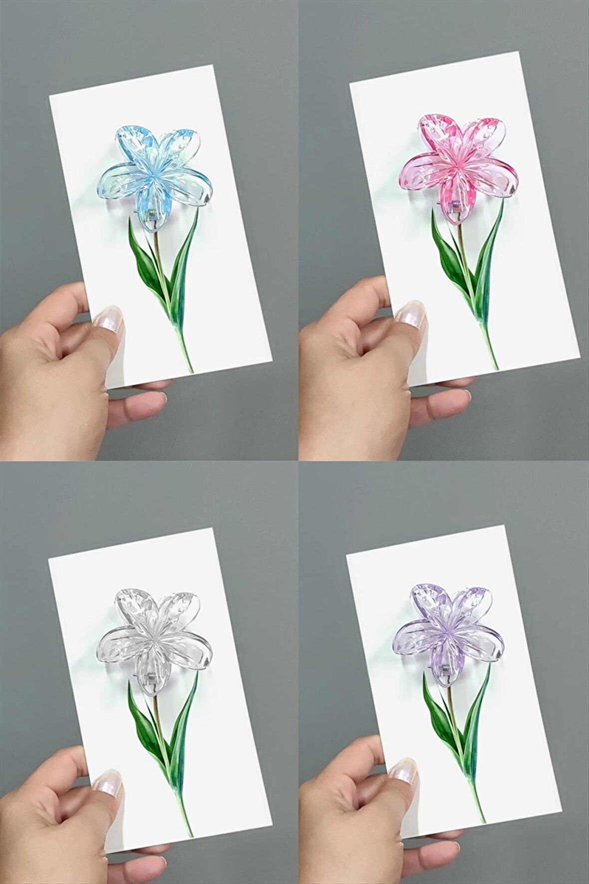 100 Adet Şeffaf Renkli Lotus Toka 6 cm Kına Seti