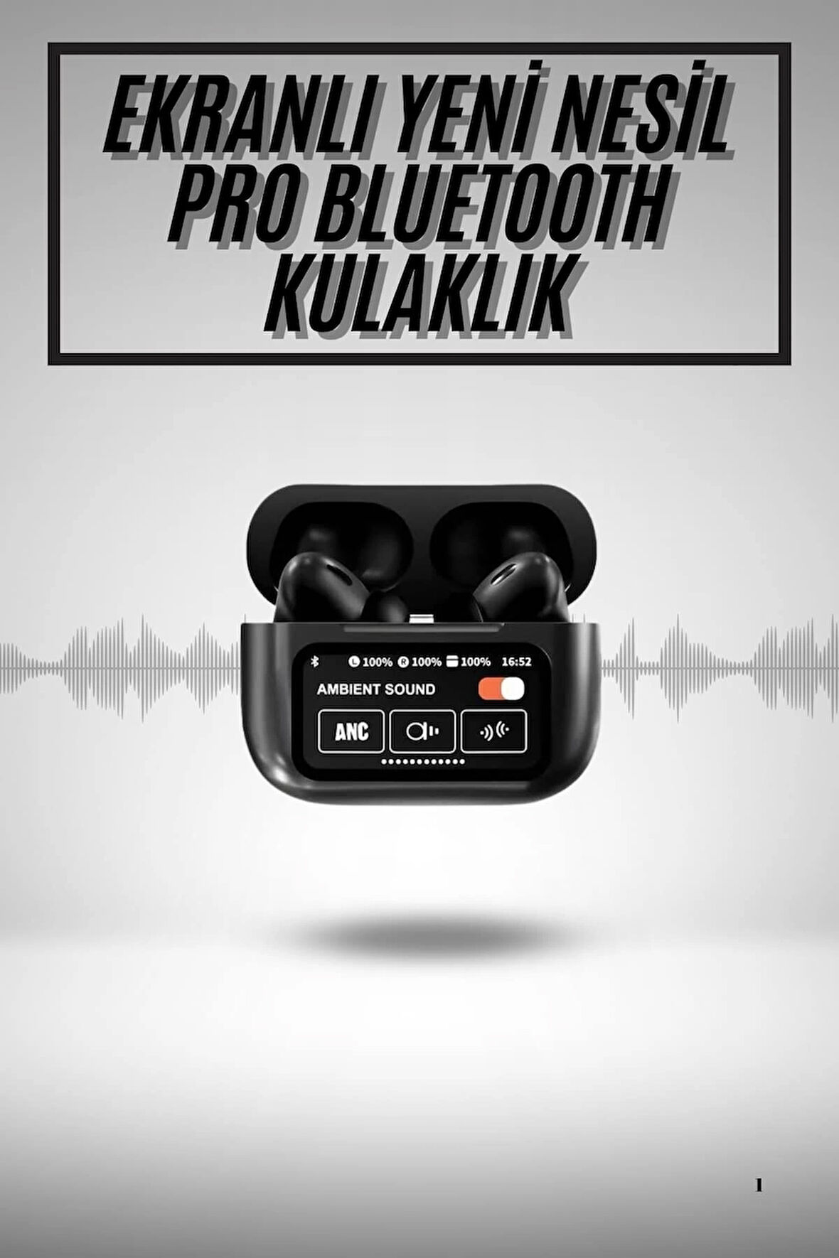 Yeni Nesil ANC Özellikli Çağrı Cevaplayan Dokunmatik Ekranlı Bluetooth Kulaklık Siyah