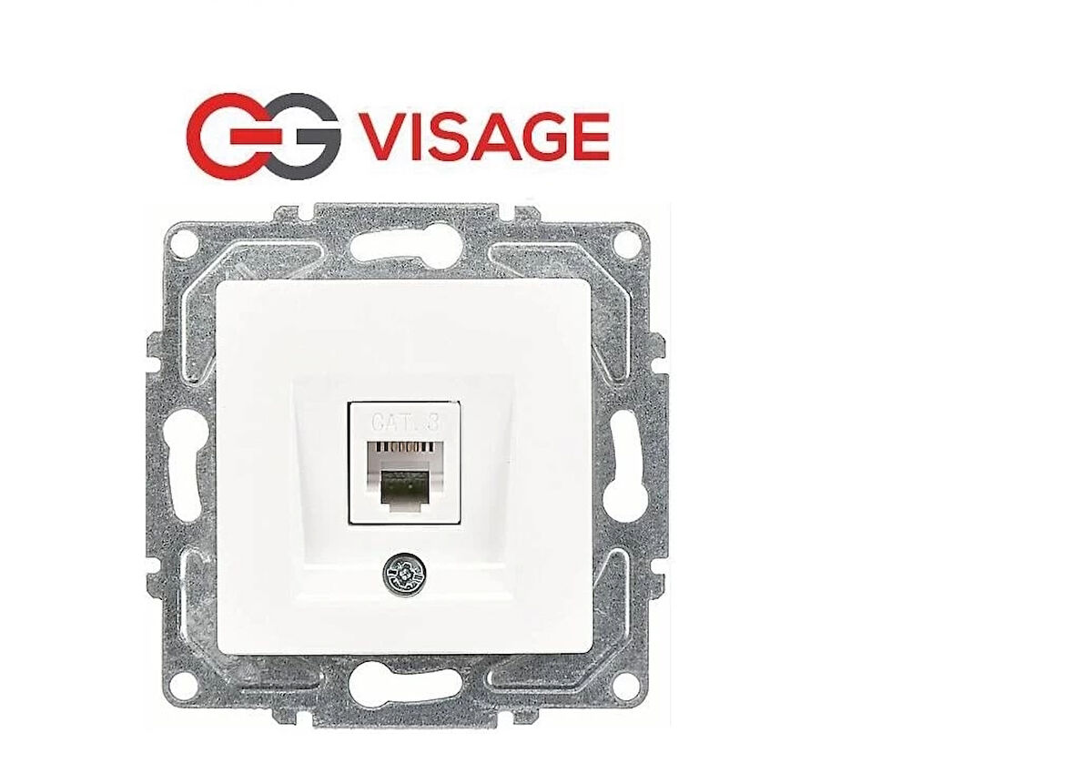 Visage Beyaz Telefon Prizi (CAT3) Çerçevesiz - Priz ve Anahtar İçin Uyumlu Çerçeve