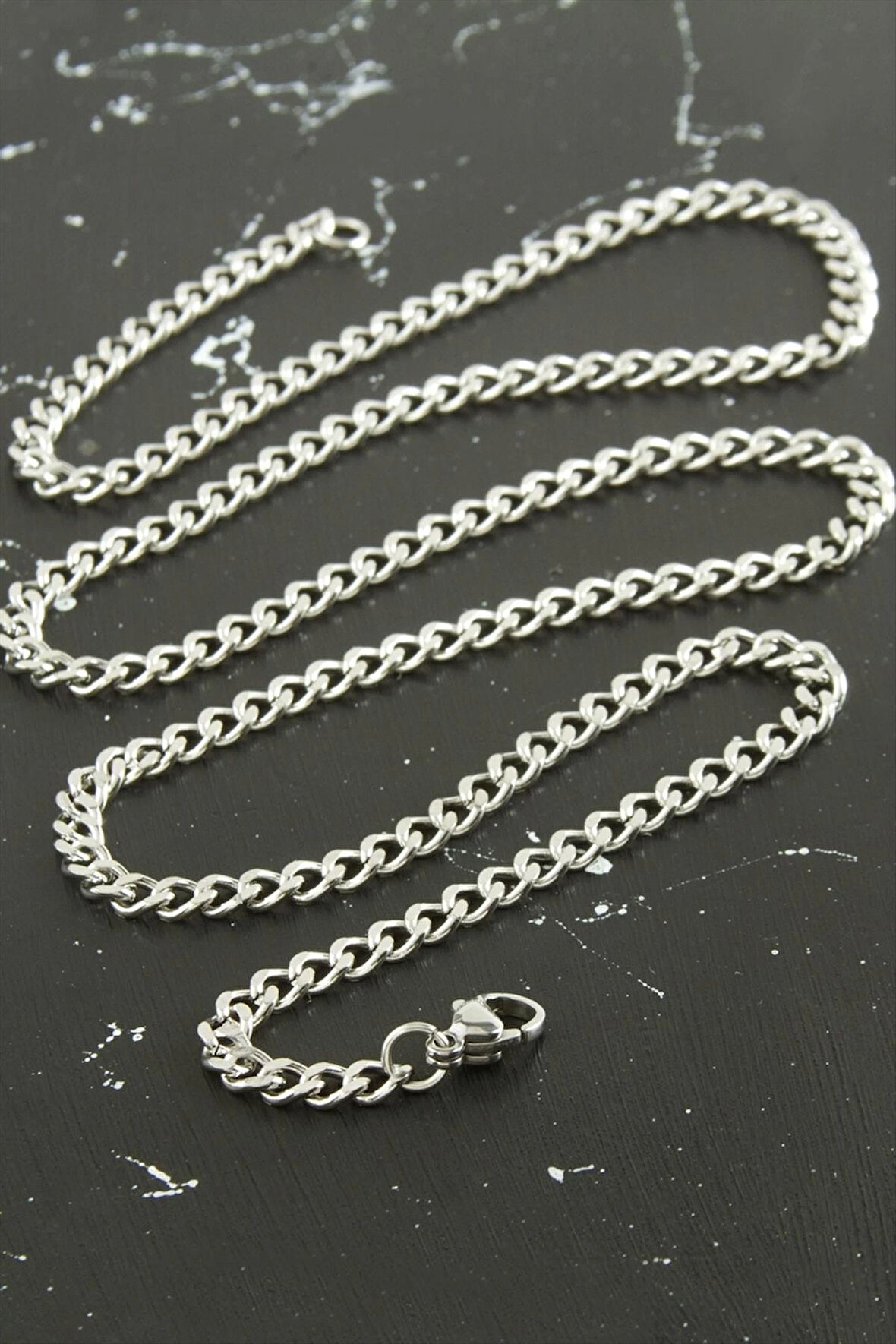 BUĞZ Düz Zincir Çelik Kolye 55 cm