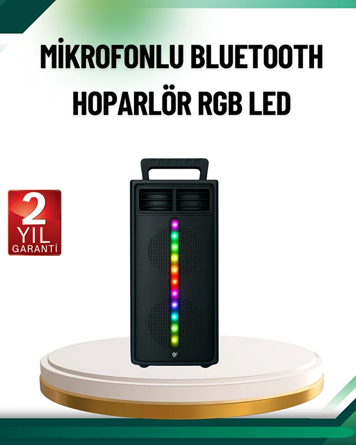 BUĞZ Şarjlı Işıklı Bluetooth Hoparlör | USB, AUX, TF Kart ve Radyo Destekli