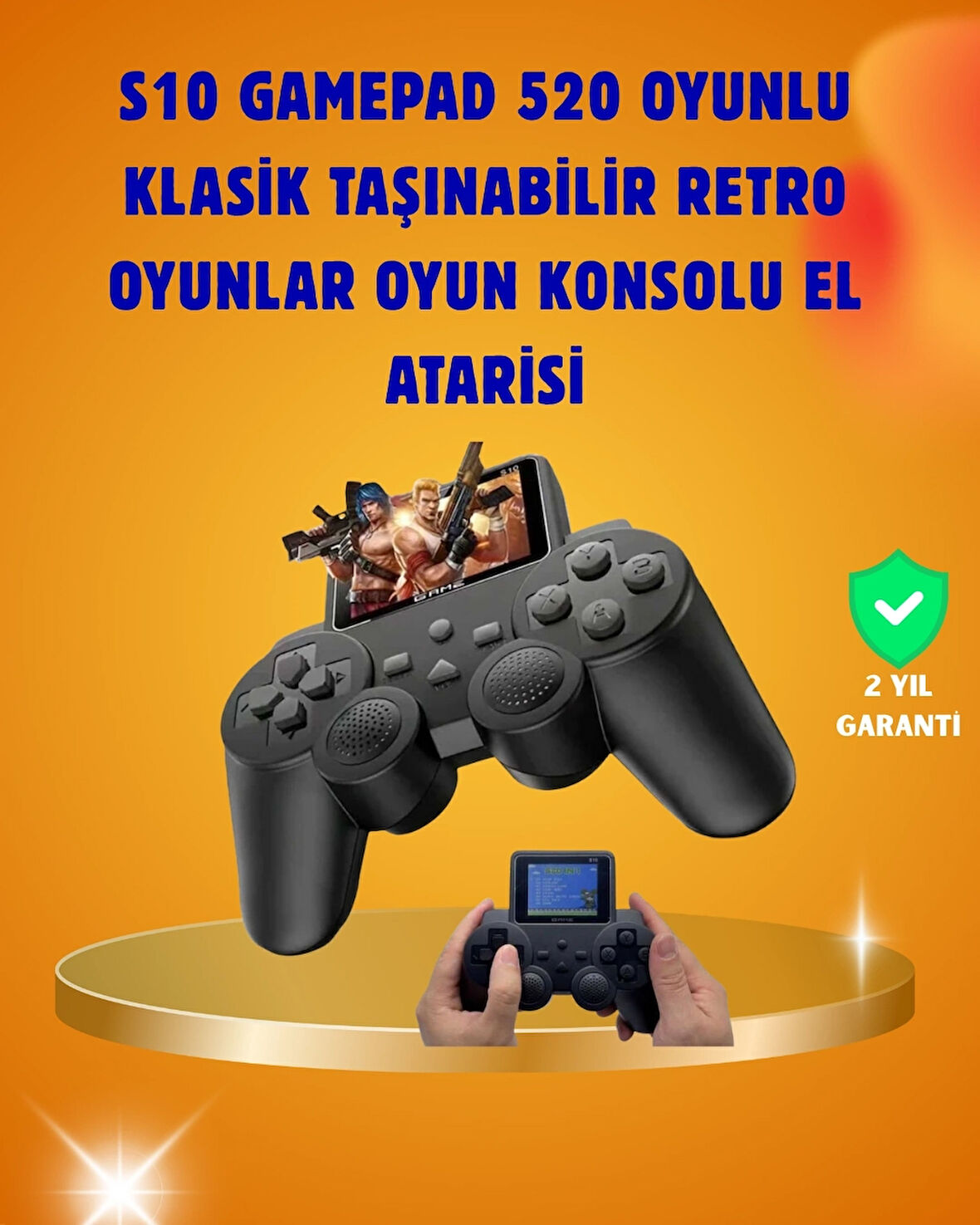 BUĞZ Çocuklar ve Yetişkinler İçin Uygun 500 Oyunlu Taşınabilir Mini Retro El Konsolu