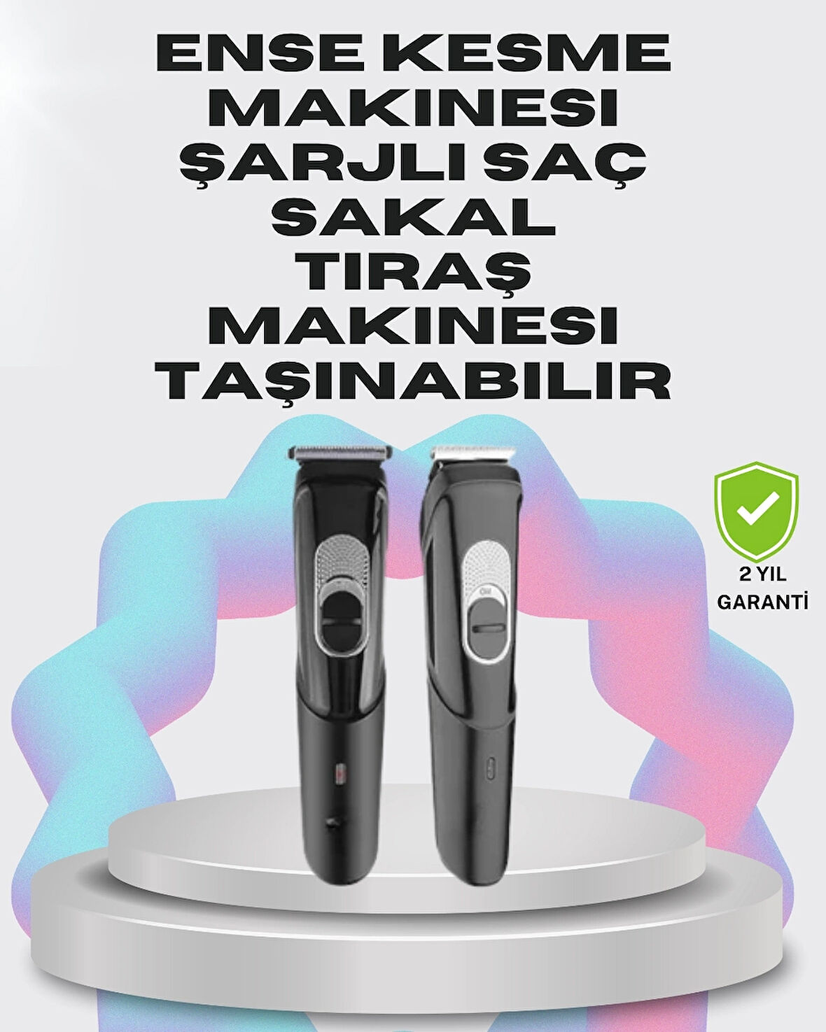 BUĞZ Taşınabilir Şarjlı Saç Sakal Tıraş Makinesi – 3 Taraklı, Sessiz ve Ergonomik