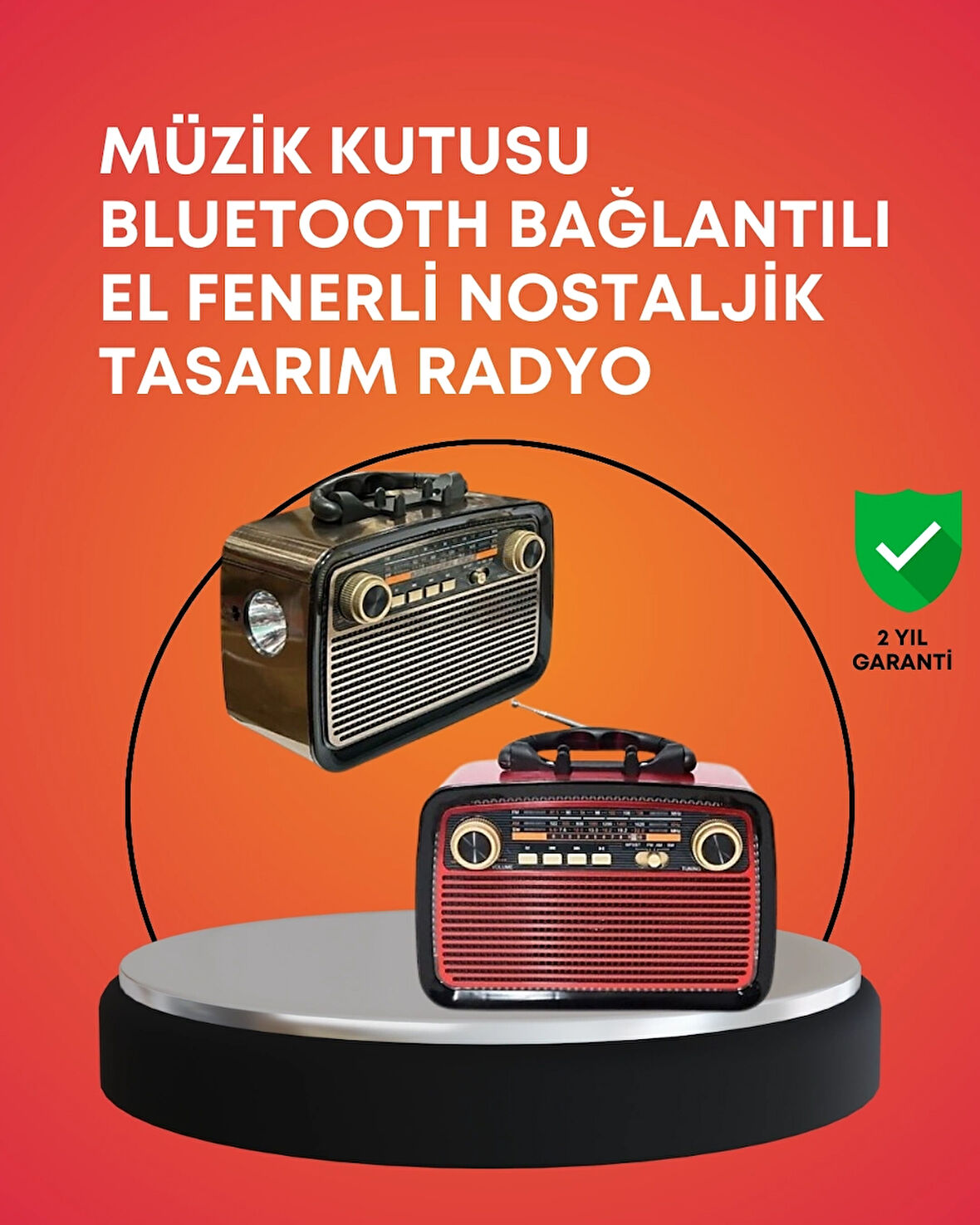 BUĞZ Nostaljik Radyo Görünümlü Bluetooth Hoparlör – FM/AM Yayın, Kablosuz Bağlantı, Şarj Edilebilir