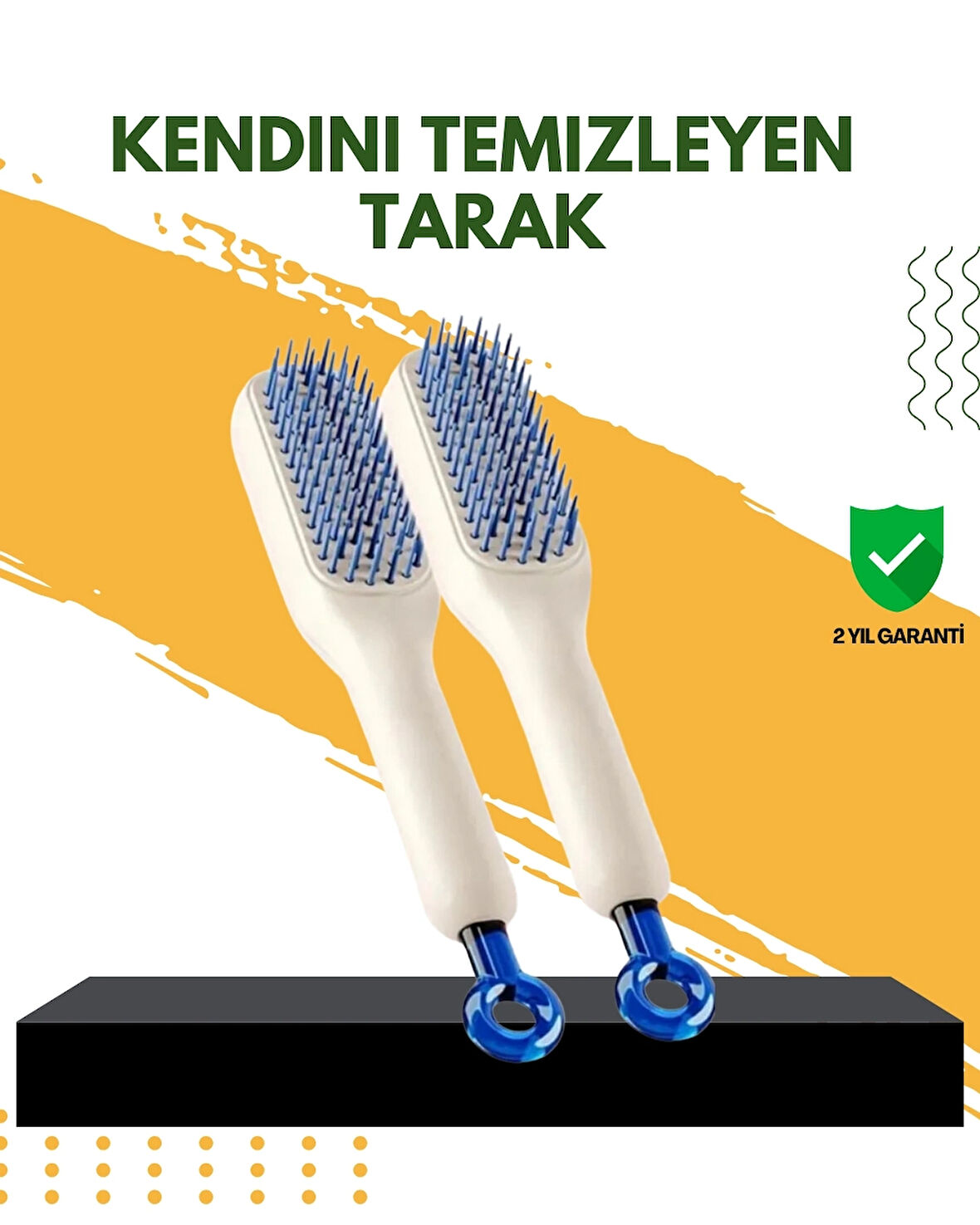 BUĞZ Otomatik Temizlemeli Saç Fırçası – Ergonomik Tasarım, Masaj Etkili, Elektriklenmeyi Önleyici
