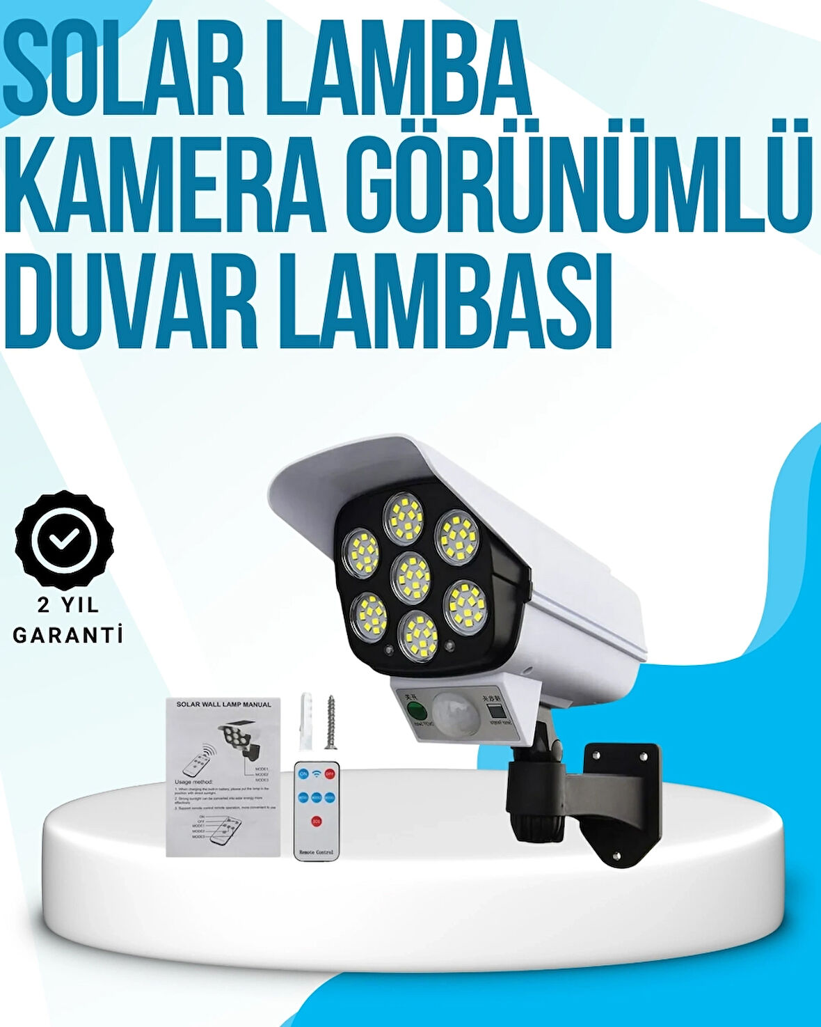 BUĞZ Kablosuz, Güneş Paneliyle Şarj Olan Dış Mekan Lambası – 8-10 Saat Aydınlatma Süresi