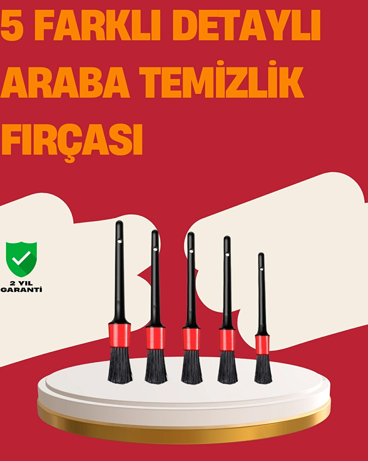 BUĞZ Araç İçi Detaylı Temizlik Seti-Araba Jant ve İç Yüzey Temizlik Fırçaları