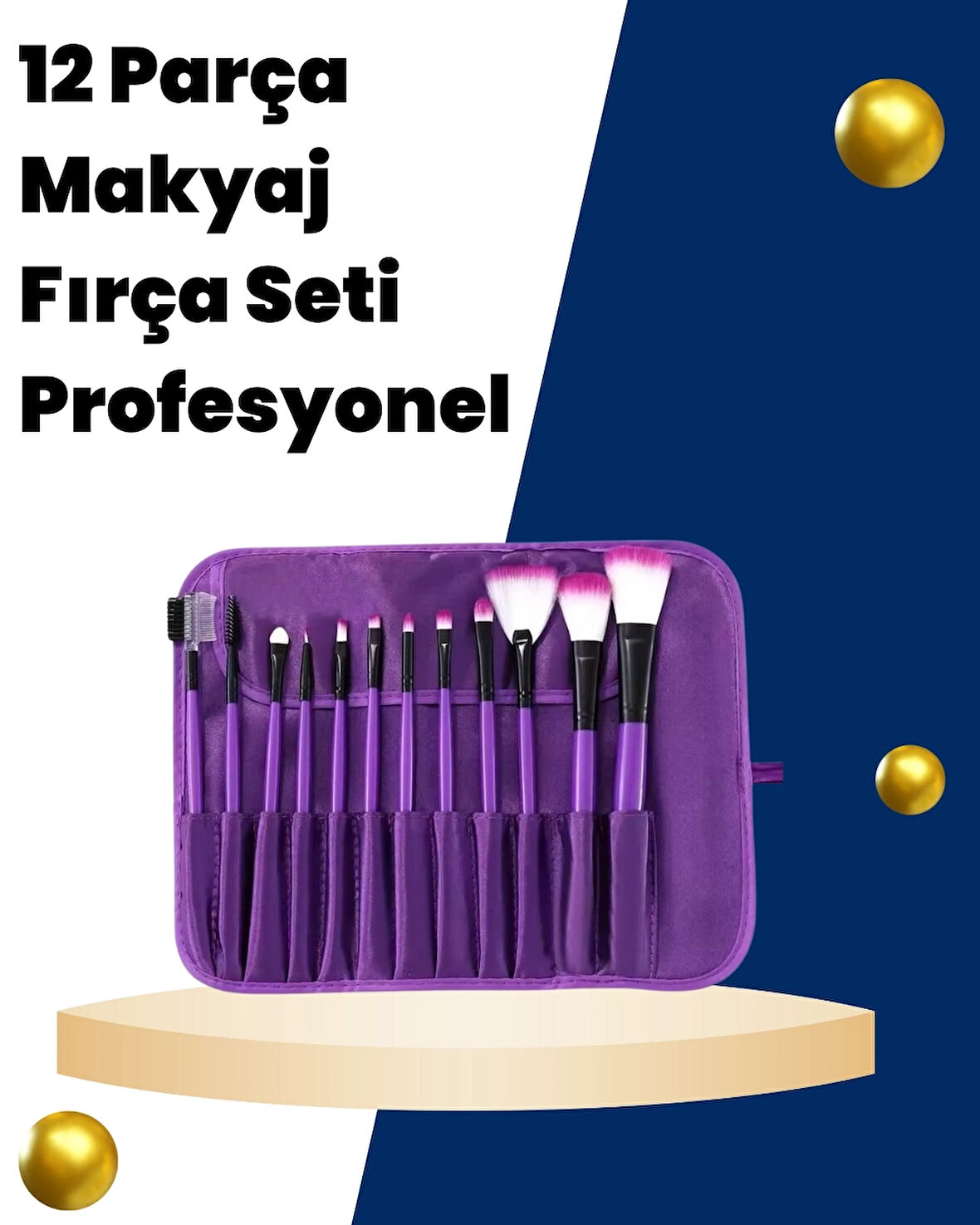 BUĞZ Profesyonel Makyaj Uygulamalarına Özel 12 Parça Kompakt ve Hafif Makyaj Fırça Seti