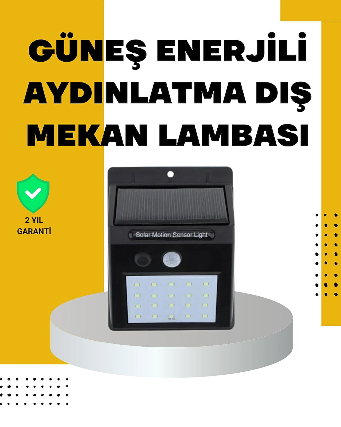 BUĞZ 144 LED'li Geniş Aydınlatma Alanına Sahip Güneş Enerjili Güvenlik Lambası