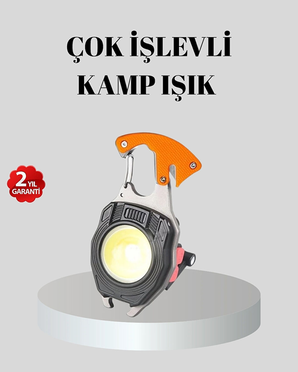 BUĞZ Çok Fonksiyonlu Anahtarlık Fener – Güçlü LED Işıklı, Şarjlı, Düdüklü ve Tornavidalı Mini El Feneri
